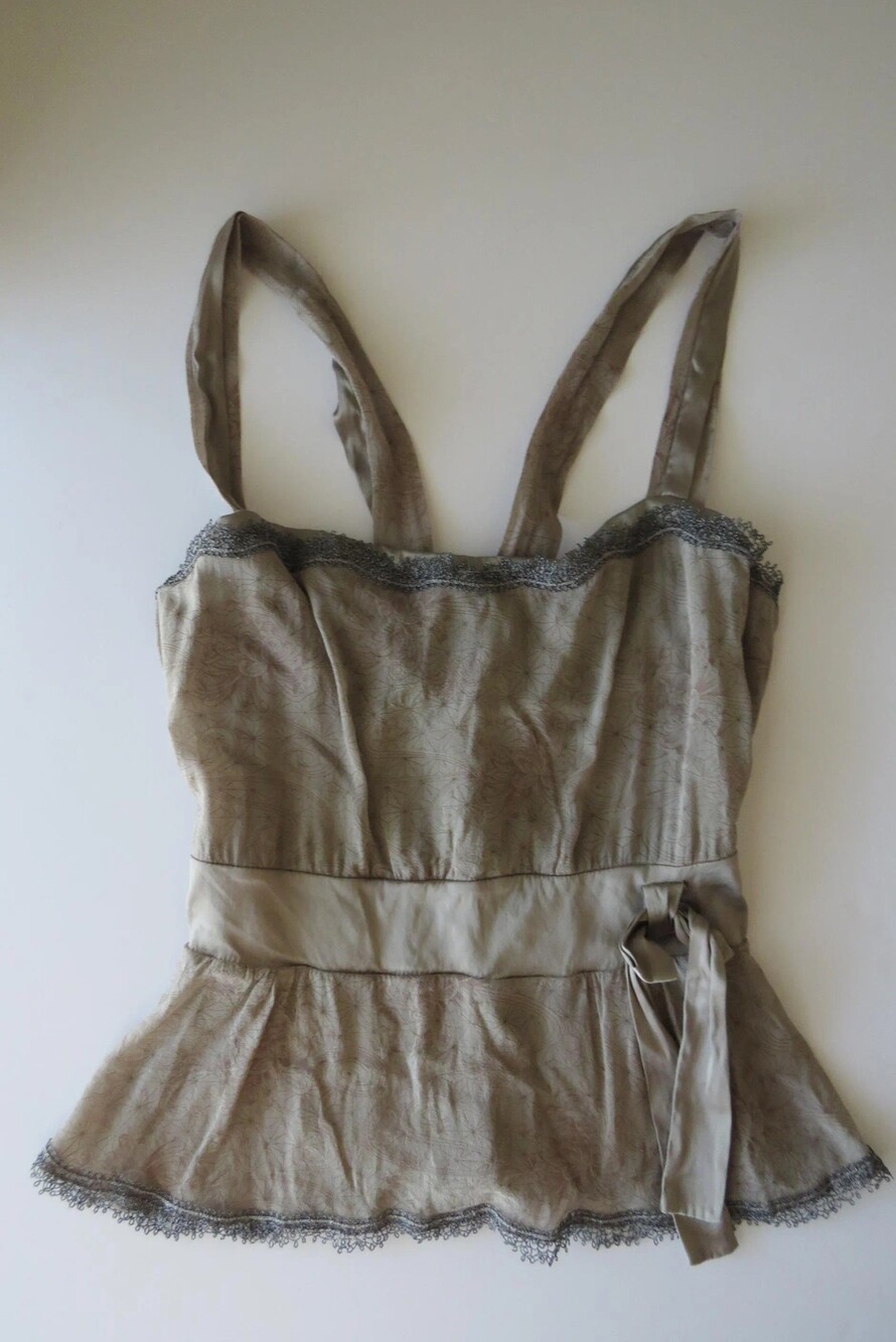Vintage La Perla Silk Art Nouveau Print Corset, 2000s Italian Bustier, Made in I